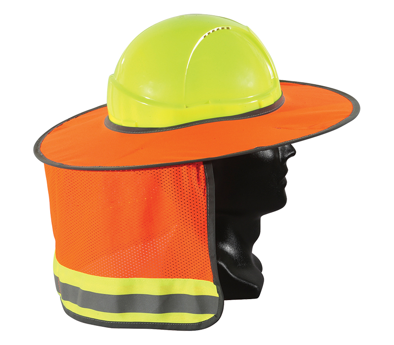 Image of EK Hard Hat Brim with Neck Flap, Hi Viz Orange
