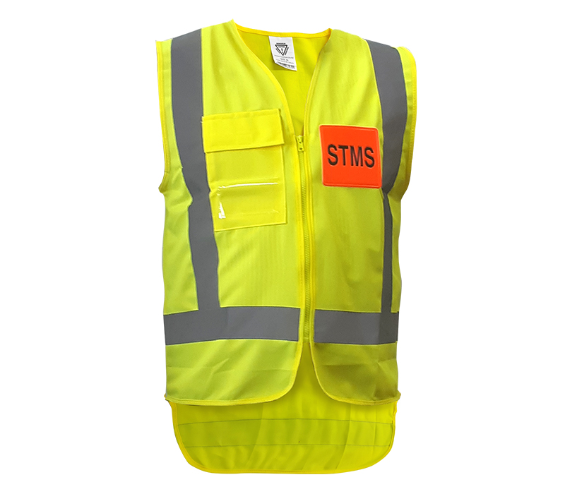 Image of Caution Hi Viz STMS Safety Vest, Zip Front, Yellow