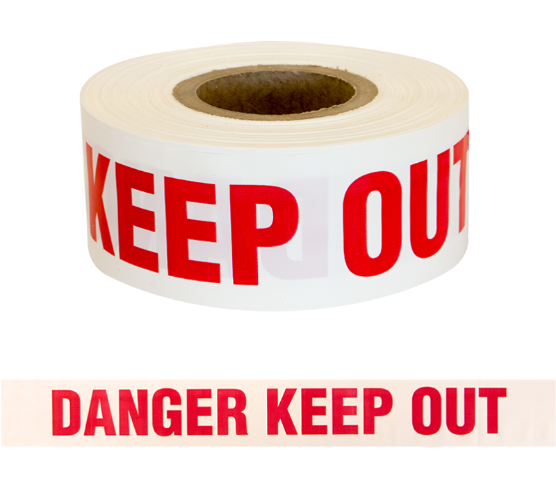 Image of Esko Danger Keep Out Warning Tape, Red on White 100m Roll,